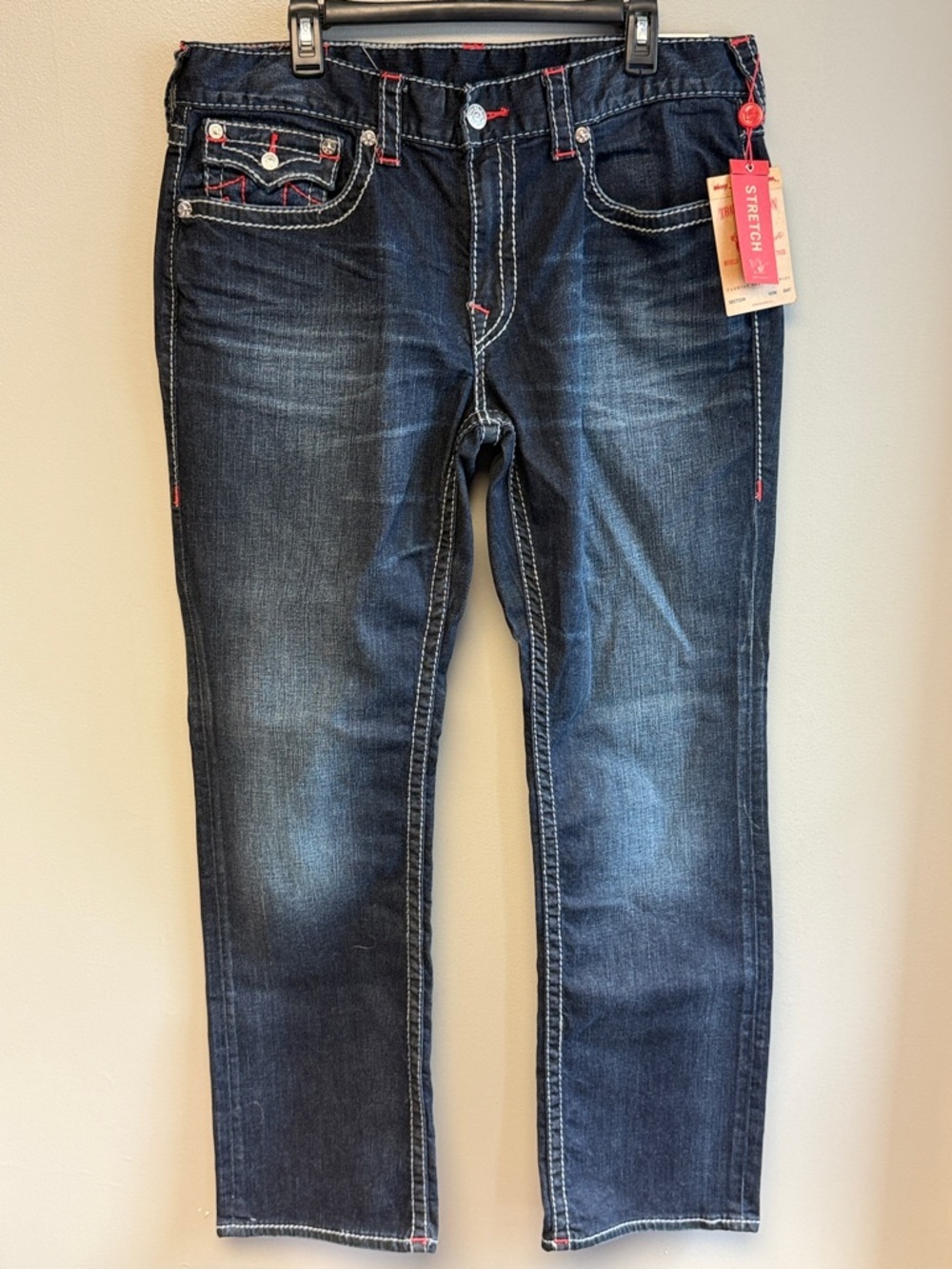True Religion Ricky Straight Big T Jeans 38x33 NWT Dark Wash